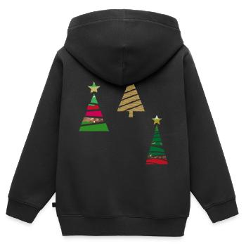 Sapins de Noël - Sweat Premium à capuche zippé enfant bio - noir - Dos - AI Model Kid Male (0cm)