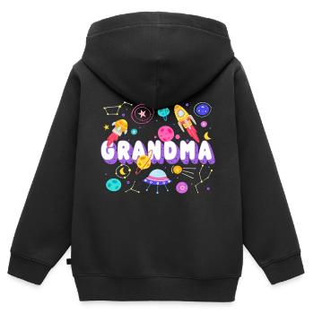 Grandma Outer Space Birthday Party Family Boys - Kids Premium Organic Zip-up Hoodie - black - Back - AI Model Kid Male (0cm)