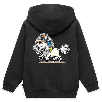 lustig witzig spaßig Pferd Pferde Gaul Kinder Kind - Kinder Premium Organic Zip Hoodie - Schwarz - Hinten - AI Model Kid Male (0cm)
