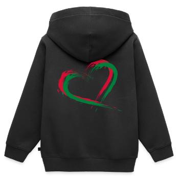 Drapeau de brosse de coeur des Maldives - Sweat Premium à capuche zippé enfant bio - noir - Dos - AI Model Kid Male (0cm)