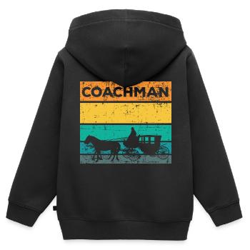Kutscher Kutsche Pferd - Kinder Premium Organic Zip Hoodie - Schwarz - Hinten - AI Model Kid Male (0cm)