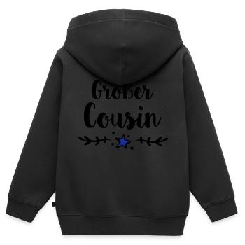 Großer Cousin - Kinder Premium Organic Zip Hoodie - Schwarz - Hinten - AI Model Kid Male (0cm)