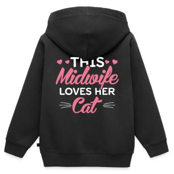 Hebamme Katzen | Haustiere Doula Beruf Geschenke - Kinder Premium Organic Zip Hoodie - Schwarz - Hinten - AI Model Kid Male (0cm)