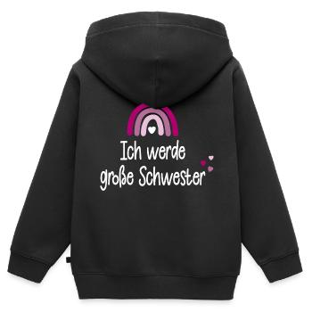 Große Schwester 2022 / Ich werde große Schwester - Kinder Premium Organic Zip Hoodie - Schwarz - Hinten - AI Model Kid Male (0cm)