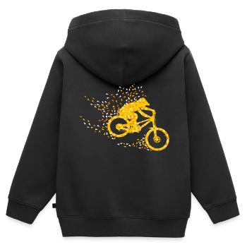 Downhill MTB Geometrisch - Kinder Premium Organic Zip Hoodie - Schwarz - Hinten - AI Model Kid Male (0cm)