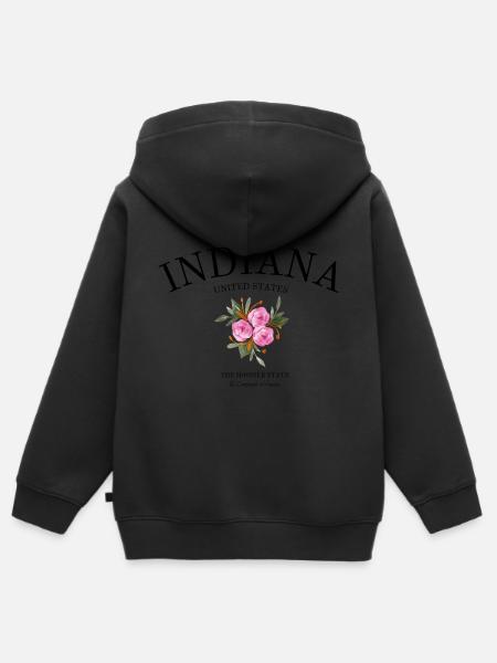 Indiana - Indianapolis - Hoosier State - Kinder Premium Organic Zip Hoodie - Schwarz