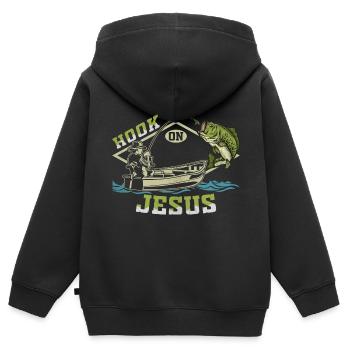Haken an Jesus - Kinder Premium Organic Zip Hoodie - Schwarz - Hinten - AI Model Kid Male (0cm)