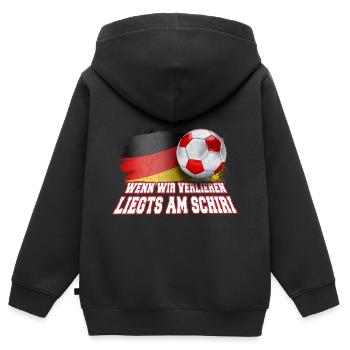 Wenn wir verlieren, liegt’s am Schiri – Fußball - Kinder Premium Organic Zip Hoodie - Schwarz - Hinten - AI Model Kid Male (0cm)