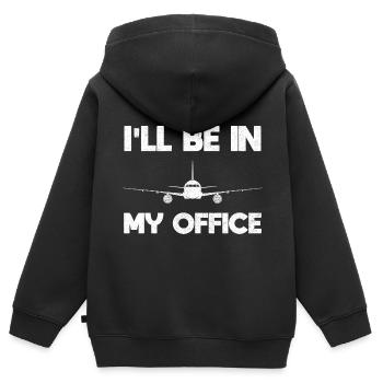Flugzeug Pilot Fliegen Büro Cockpit I Geschenk - Kinder Premium Organic Zip Hoodie - Schwarz - Hinten - AI Model Kid Male (0cm)