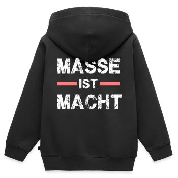 Masse ist Macht für kräftige Leute - Kinder Premium Organic Zip Hoodie - Schwarz - Hinten - AI Model Kid Male (0cm)