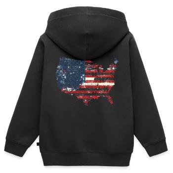 Patriotisches Puzzle Flagge Amerikanischer Stolz - Kinder Premium Organic Zip Hoodie - Schwarz - Hinten - AI Model Kid Male (0cm)