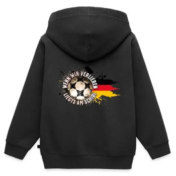 Wenn wir verlieren, liegt’s am Schiri – Fußball - Kinder Premium Organic Zip Hoodie - Schwarz - Hinten - AI Model Kid Male (0cm)