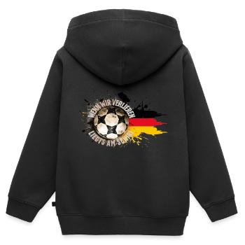 Wenn wir verlieren, liegt’s am Schiri – Fußball - Kinder Premium Organic Zip Hoodie - Schwarz - Hinten - AI Model Kid Male (0cm)