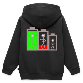 Batteri Energie Akku Power Batterien - Kinder Premium Organic Zip Hoodie - Schwarz - Hinten - AI Model Kid Male (0cm)