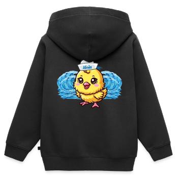 Seefahrer Seemann Küken maritim Matrose - Kinder Premium Organic Zip Hoodie - Schwarz - Hinten - AI Model Kid Male (0cm)