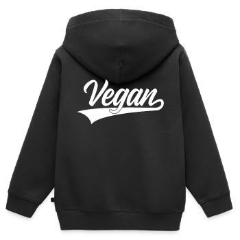 VEGAN VEGANER - Kinder Premium Organic Zip Hoodie - Schwarz - Hinten - AI Model Kid Male (0cm)