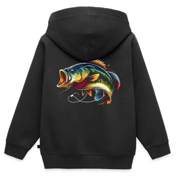 Poisson bar - Sweat Premium à capuche zippé enfant bio - noir - Dos - AI Model Kid Male (0cm)
