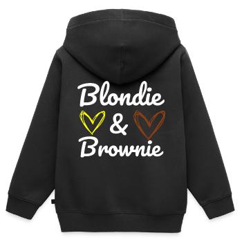 blondie - Kinder Premium Organic Zip Hoodie - Schwarz - Hinten - AI Model Kid Male (0cm)