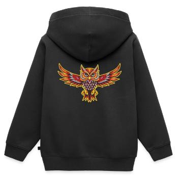 Eule im Tribal-Stil: Ein Symbol der Weisheit - Kinder Premium Organic Zip Hoodie - Schwarz - Hinten - AI Model Kid Male (0cm)
