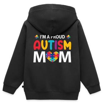 Autisme - Sweat Premium à capuche zippé enfant bio - noir - Dos - AI Model Kid Male (0cm)