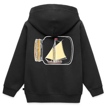 Voilier, Marin, Nautique, Côte, Yacht, Bateau - Sweat Premium à capuche zippé enfant bio - noir - Dos - AI Model Kid Male (0cm)