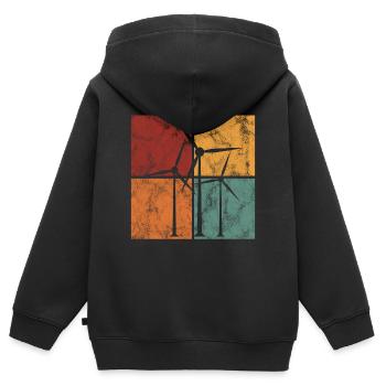 Windenergie Windkraft Windkraftanlage Kraftwerk - Kinder Premium Organic Zip Hoodie - Schwarz - Hinten - AI Model Kid Male (0cm)