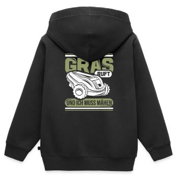 Rasentraktor Rasenroboter Rasenmäher Platzwart - Kinder Premium Organic Zip Hoodie - Schwarz - Hinten - AI Model Kid Male (0cm)