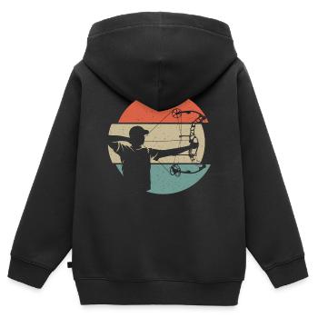 Tir à l’arc Archer Arc-en-ciel Arc - Sweat Premium à capuche zippé enfant bio - noir - Dos - AI Model Kid Male (0cm)