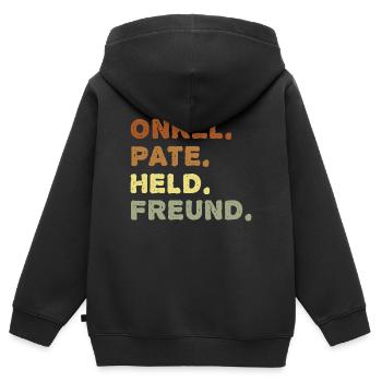 Confirmation cadeau de filleule de la société oncle parrain - Sweat Premium à capuche zippé enfant bio - noir - Dos - AI Model Kid Male (0cm)
