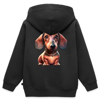 Teckel Teckel Propriétaire de teckel - Sweat Premium à capuche zippé enfant bio - noir - Dos - AI Model Kid Male (0cm)
