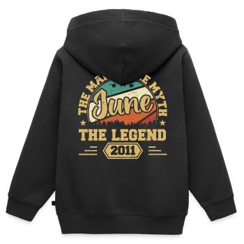 June 2011 The Man, The Myte, The legend, Juni 2011 - Kinder Premium Organic Zip Hoodie - Schwarz - Hinten - AI Model Kid Male (0cm)