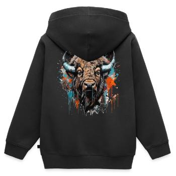 König der Prärie - Street Art - Kinder Premium Organic Zip Hoodie - Schwarz - Hinten - AI Model Kid Male (0cm)