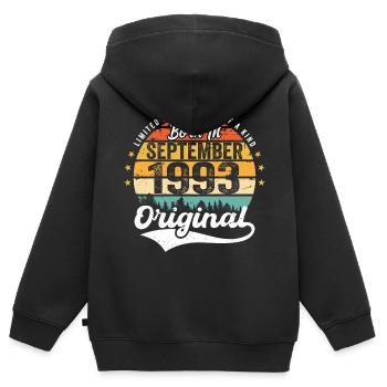 Septembre 1993 Jubilé 1993 Septembre - Sweat Premium à capuche zippé enfant bio - noir - Dos - AI Model Kid Male (0cm)