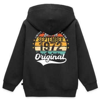 Septembre 1972 Jubilé 1972 Septembre - Sweat Premium à capuche zippé enfant bio - noir - Dos - AI Model Kid Male (0cm)