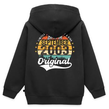 Septembre 2003 Jubilé 2003 Septembre - Sweat Premium à capuche zippé enfant bio - noir - Dos - AI Model Kid Male (0cm)