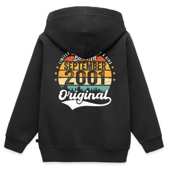 Septembre 2001 Jubilé 2001 Septembre - Sweat Premium à capuche zippé enfant bio - noir - Dos - AI Model Kid Male (0cm)