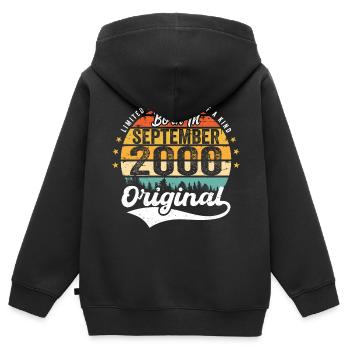 Septembre 2000 Jubilé 2000 Septembre - Sweat Premium à capuche zippé enfant bio - noir - Dos - AI Model Kid Male (0cm)