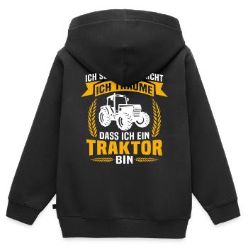 Ich Ein Traktor Bin - Kinder Premium Organic Zip Hoodie - Schwarz - Hinten - AI Model Kid Male (0cm)