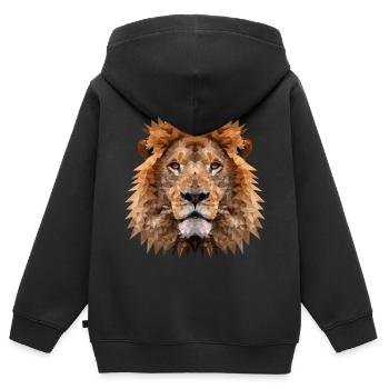 Lion polygonal - Sweat Premium à capuche zippé enfant bio - noir - Dos - AI Model Kid Male (0cm)