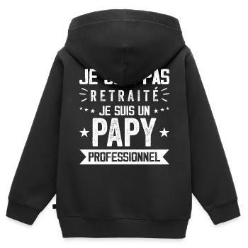 Nicht Retreat Opa Professional Opa Geschenk - Kinder Premium Organic Zip Hoodie - Schwarz - Hinten - AI Model Kid Male (0cm)