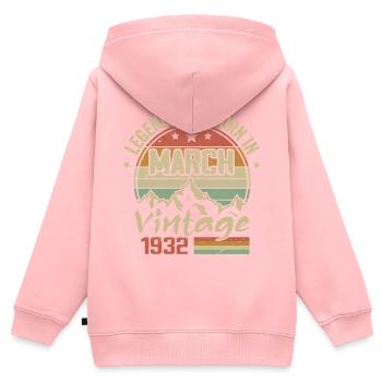 Legends Were Born in March 1932 Vintage Gift - Kids Premium Organic Zip-up Hoodie - rose - Back - AI Model Kid Female (0cm)