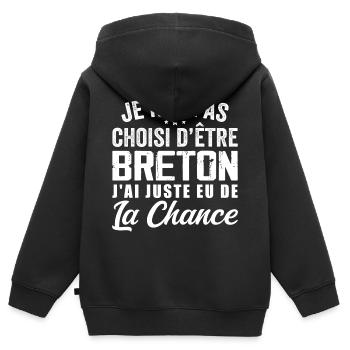 Nicht auserwählt, bretonisch zu sein - Humor schenken - Kinder Premium Organic Zip Hoodie - Schwarz - Hinten - AI Model Kid Male (0cm)
