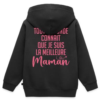 Jeder weiß, dass ich die beste Mutter bin - Kinder Premium Organic Zip Hoodie - Schwarz - Hinten - AI Model Kid Male (0cm)