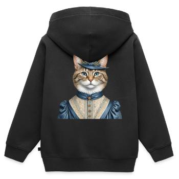 Madam cat - Kids Premium Organic Zip-up Hoodie - black - Back - AI Model Kid Male (0cm)