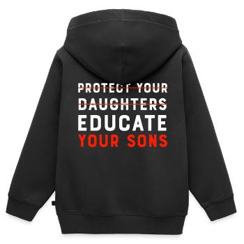 Bilden Sie Ihren Sohn aus - Kinder Premium Organic Zip Hoodie - Schwarz - Hinten - AI Model Kid Male (0cm)