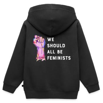 Wir sollten alle Feministinnen sein - Kinder Premium Organic Zip Hoodie - Schwarz - Hinten - AI Model Kid Male (0cm)