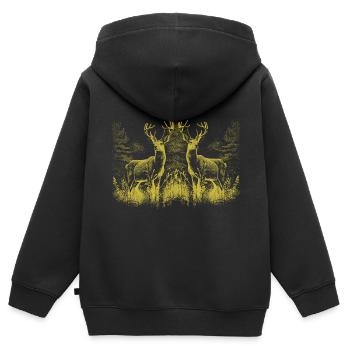 Cerf Cerf Gibier Cerf Rouge Roebuck - Sweat Premium à capuche zippé enfant bio - noir - Dos - AI Model Kid Male (0cm)