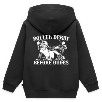 Roller Derby - Sweat Premium à capuche zippé enfant bio - noir - Dos - AI Model Kid Male (0cm)