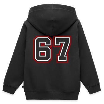 67 Zahl nummer - Kinder Premium Organic Zip Hoodie - Schwarz - Hinten - AI Model Kid Male (0cm)