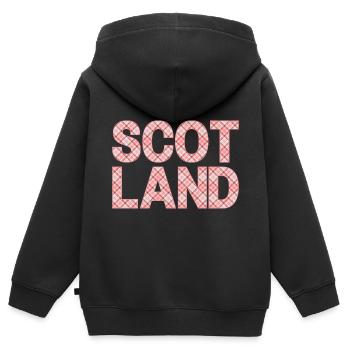 Schottland Tartan Schriftzug Dudelsack Highlands - Kinder Premium Organic Zip Hoodie - Schwarz - Hinten - AI Model Kid Male (0cm)